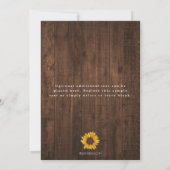 Save The Date Sunflower Mariage rustique Enregistrer la date Pho (Dos)