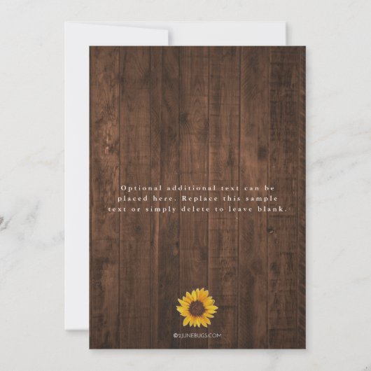 Save The Date Sunflower Mariage rustique Enregistrer la date Pho (Dos)