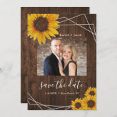 Save The Date Sunflower Mariage rustique Enregistrer la date Pho (Devant / Derrière)