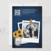 Save The Date Sunflower Navy Blue Photo QR Code Mariage (Dos)