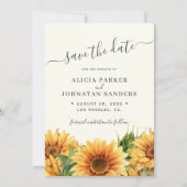 Save The Date Sunflower rustic boho summer gardern ivory wedding (Devant)
