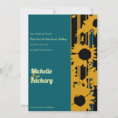 Save The Date Sunflower Teal Blue Gold Wedding Photo (Devant)