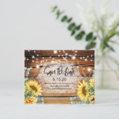 Save The Date Sunflower Wood Wedding Enregistrer la date Invitat (Debout devant)