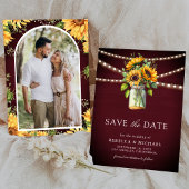 Save The Date Sunflowers Burgundy Mason Jar Mariage photo
