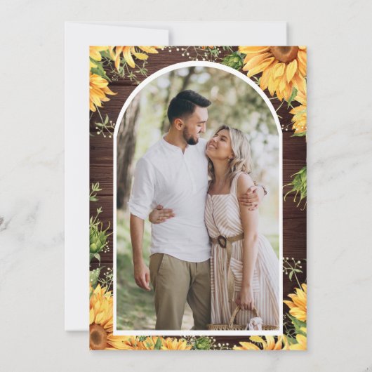 Save The Date Sunflowers Grange Bois Mason Jar Photo Mariage (Dos)