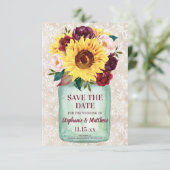 Save The Date Sunflowers Mason Jar Mariage Floral (Debout devant)