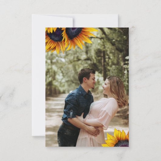 Save The Date Sunflowers moderne PHOTO enregistrer la date maria (Dos)