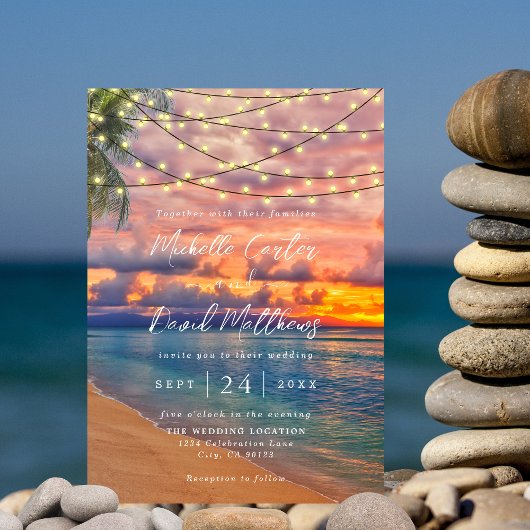 Save The Date Sunset Beach String Lights