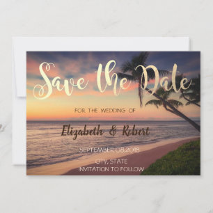 Save The Date Sunset Beach Wedding, Palms Économisez La Date