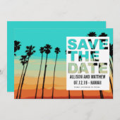 Save The Date Sunset Palms Modern Beach Save the Dates (Devant / Derrière)