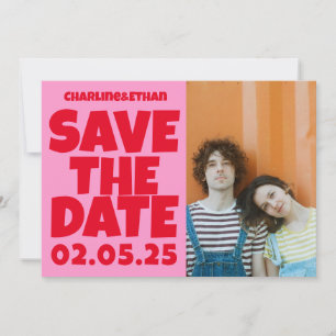 Save The Date Super Gras Vert Rose Rouge Funky Enregistrer La Da