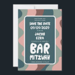 Save The Date Super Green Waves Custom Bat Bar Bnai Mitzvah<br><div class="desc">Carte idéale pour annoncer un bar, un bat mitzvah ou une autre fête juive et demander aux invités de sauvegarder la date! L'art fait main pour vous avec le lettrage sur le devant et le dos! (consultez le magasin ou le DM pour les options BAR/BAT) ENTIÈREMENT PERSONNALISABLE ! Cliquez sur...</div>