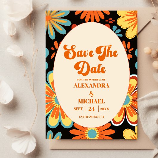 Save The Date Super Mariage floral rétro