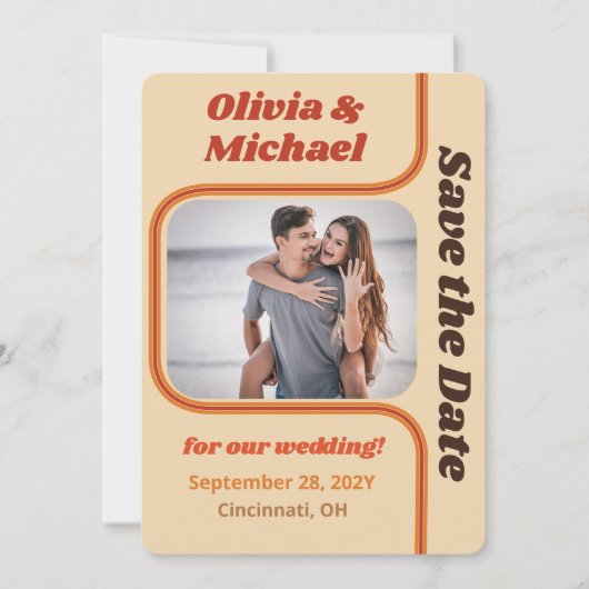 Save The Date Super orange et Brown courbe arc-en-ciel (Devant)