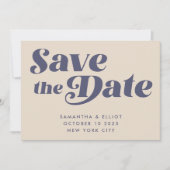 Save The Date Super Retro les années 70 Beige Marine Bleu (Devant)