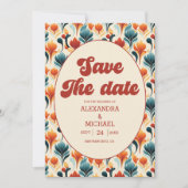 Save The Date Super Retro les années 70 Floral Mariage (Devant)