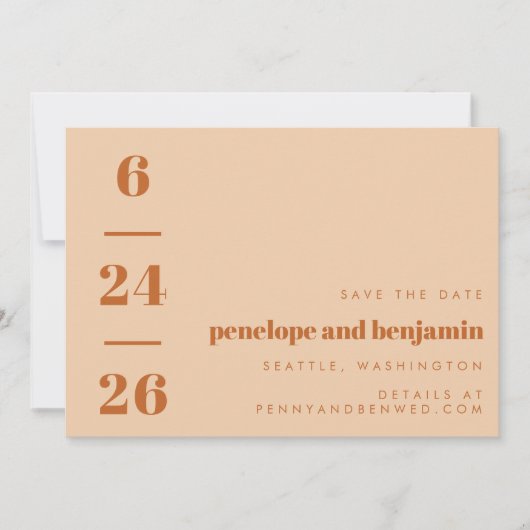 Save The Date Super Retro les années 70 Terre Brown Neutrals Mod (Devant)
