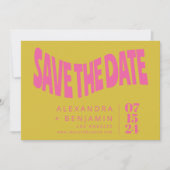Save The Date Super Retro Mod Unique rose Jaune Photo (Devant)