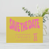 Save The Date Super Retro Mod Unique rose Jaune Photo (Debout devant)