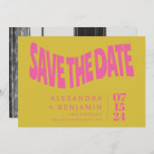 Save The Date Super Retro Mod Unique rose Jaune Photo (Devant / Derrière)