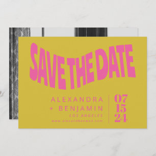 Save The Date Super Retro Mod Unique rose Jaune Photo