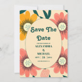 Save The Date Super Retro Pink & Gold Mariage (Devant)