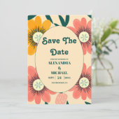 Save The Date Super Retro Pink & Gold Mariage (Debout devant)