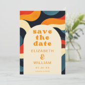 Save The Date Super Retro Wavy Boho Mariage Photo QR Code (Debout devant)