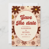 Save The Date Super Super rétro les années 70 Mariage fleuri (Devant)