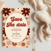 Save The Date Super Super rétro les années 70 Mariage fleuri