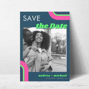 Save The Date Super Turquoise Rainbow Photo Retro Mariage Websit