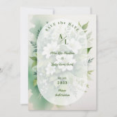 Save The Date Superbe Boho Translucide Oval Exubérant Vert (Devant)