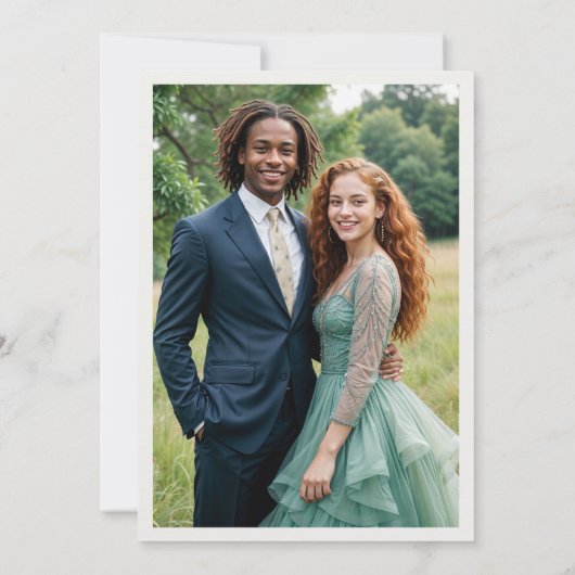 Save The Date Superbe Boho Translucide Oval Exubérant Vert (Dos)