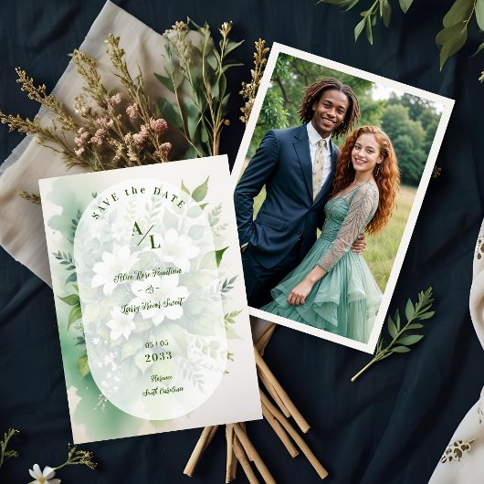 Save The Date Superbe Boho Translucide Oval Exubérant Vert