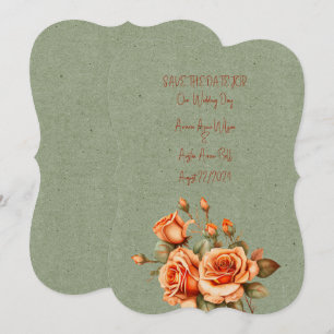 Save The Date Superbe Bouquet Mariage orange et vert