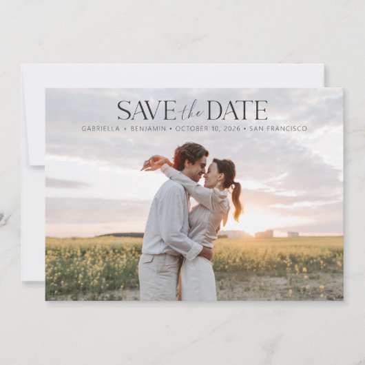 Save The Date Superbe Texte Stylisé superposer deux photos en co (Devant)