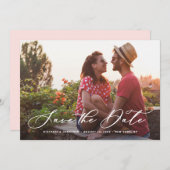 Save The Date Superposition de calligraphie fantaisiste blanche  (Devant / Derrière)