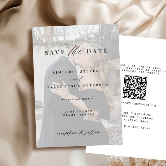 Save The Date superposition de photo de CODE QR élégant mariage 