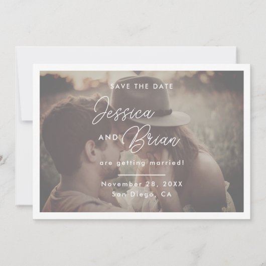 Save The Date Superposition de photo de mariage à l'écriture élé (Devant)