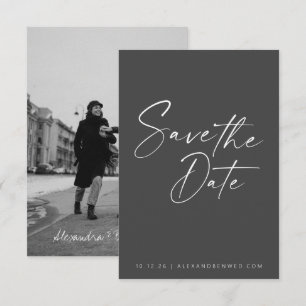 Save The Date Superposition de photo minimaliste Noir Blanc Scri