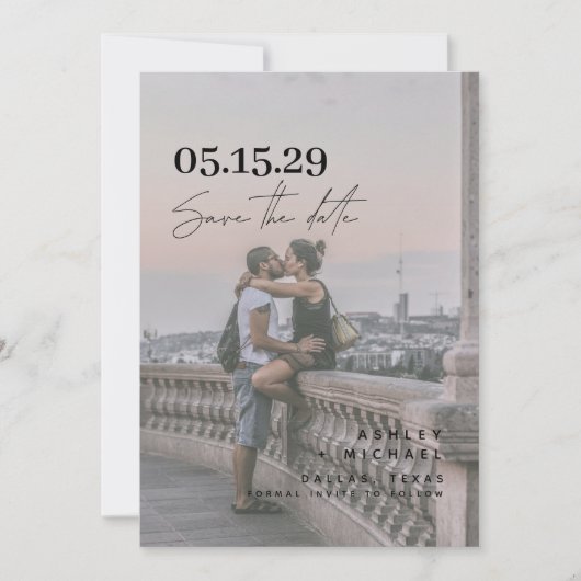 Save The Date Superposition simple de vellum Typographie moderne (Devant)