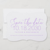 Save The Date Support de script minimal moderne Lilac Enregistre (Devant)