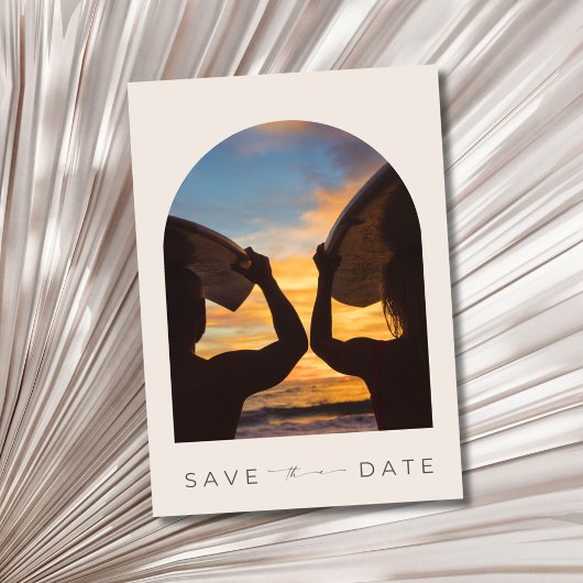 Save The Date Surfers Beach Wedding Photo