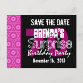 Save the Date Surprise 70th Party Roze W1750 Aankondigingskaart (Voorkant)