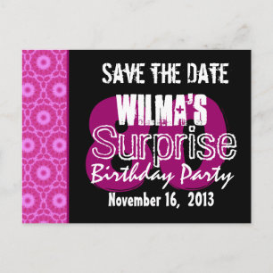 Save the Date Surprise 80th Party Roze W1751 Aankondigingskaart