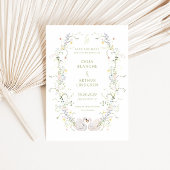 Save The Date Swans Floral Frame Monogram Wedding 