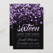 Save The Date Sweet 16 Anniversaire Enregistrer La Date Violet G (Devant / Derrière)