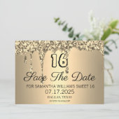Save The Date Sweet 16 Anniversaire Gold Sparkle Parties scintil (Debout devant)
