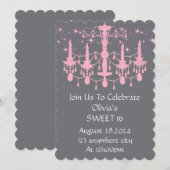 SAVE THE DATE SWEET 16 ANNIVERSAIRE ROSE D'INVITATION (Devant / Derrière)