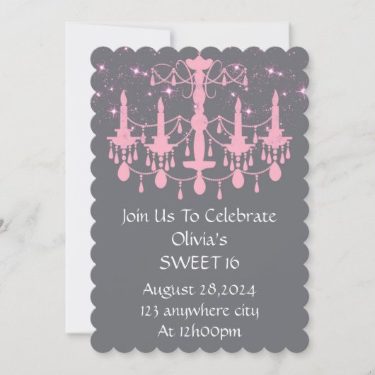 SAVE THE DATE SWEET 16 ANNIVERSAIRE ROSE D'INVITATION (Devant)